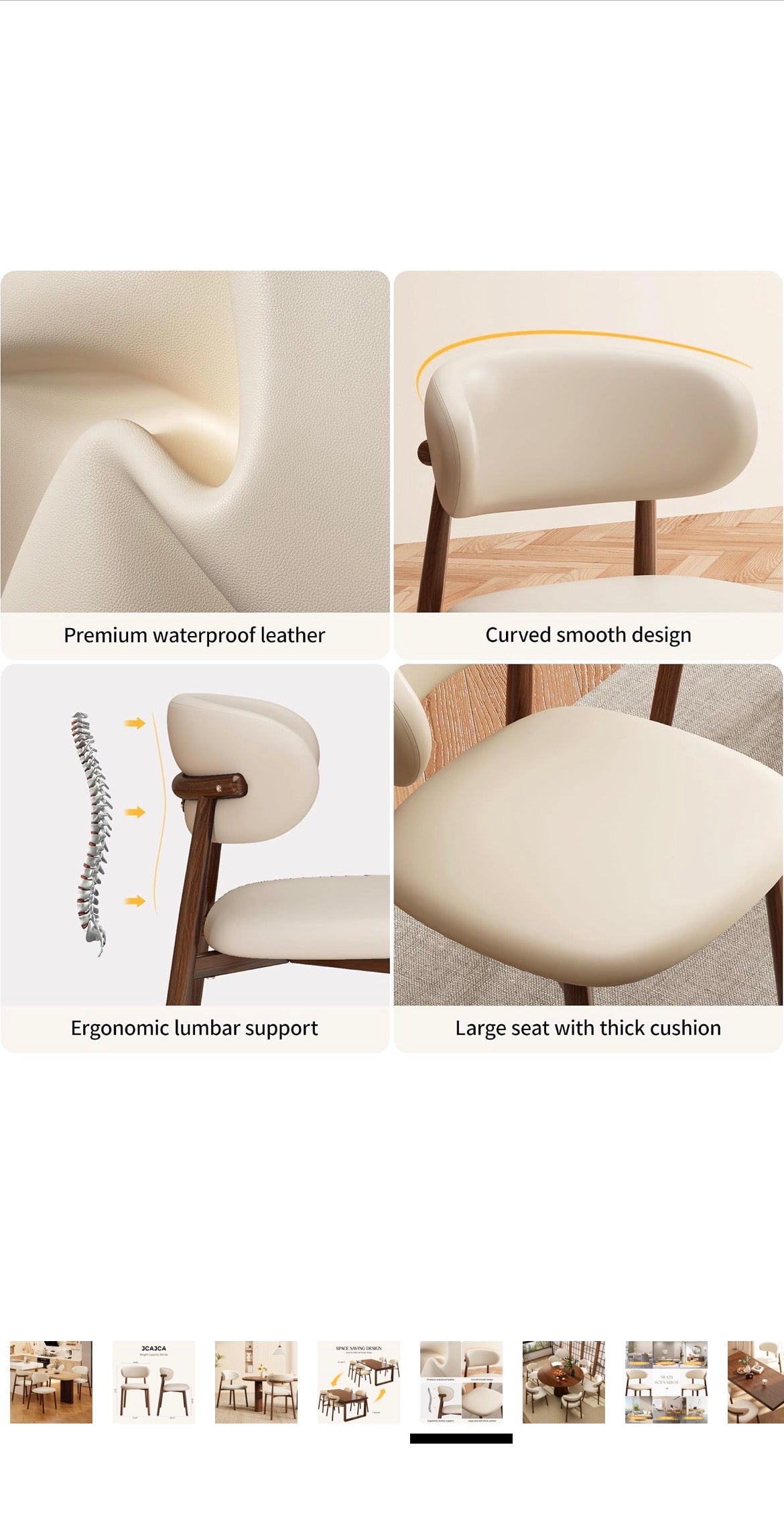 Leather Dining Chairs - 4 Set